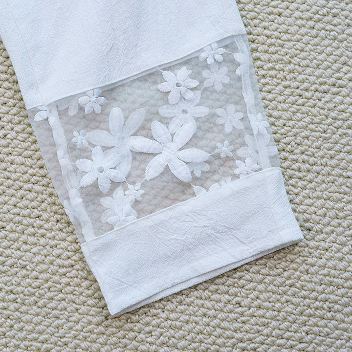 Pantalones de lino y algodón con bolsillos para mujer, diseño de patchwork, liso, con diseño floral y encaje, de Buddha Stones Summer Daily - image 8