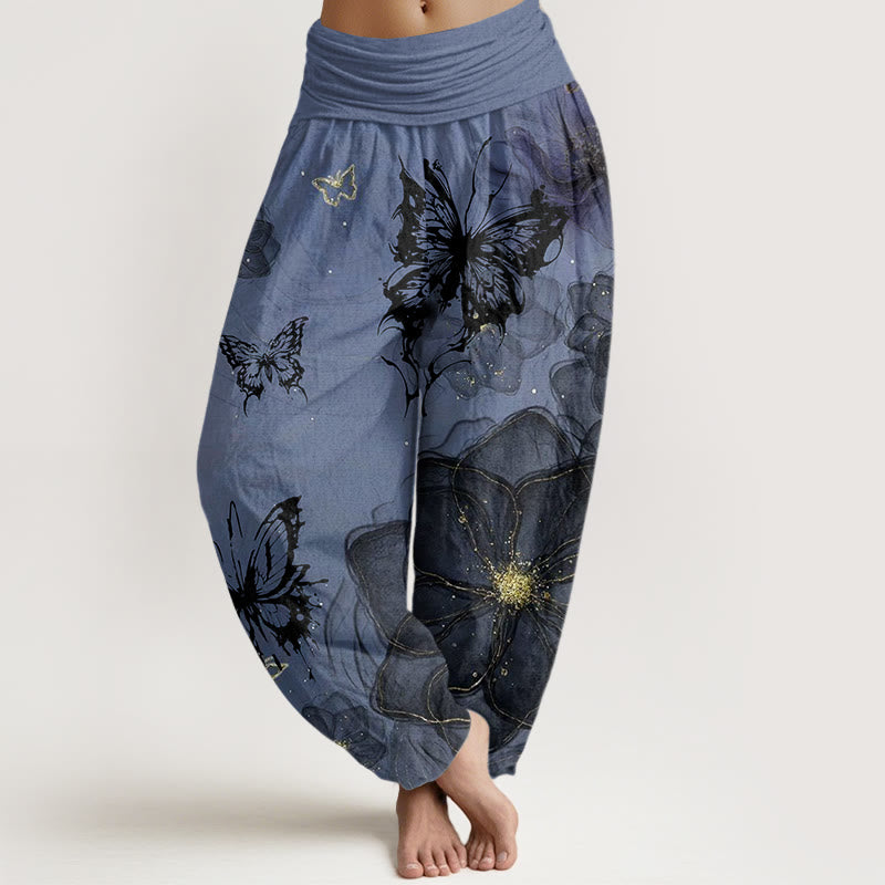 Pantalones bombachos de cintura elástica para mujer con estampado de Buddha Stones, de algodón. - Azul aciano - US22，UK/AU26，EU54 (6XL) - image 7