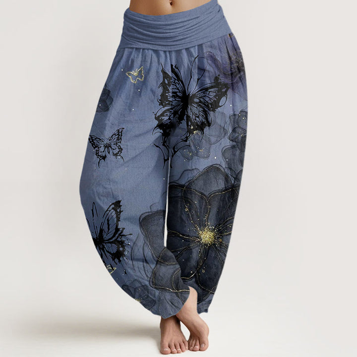 Pantalones bombachos de cintura elástica para mujer con estampado de Buddha Stones, de algodón. - Azul aciano - US22，UK/AU26，EU54 (6XL) - image 7