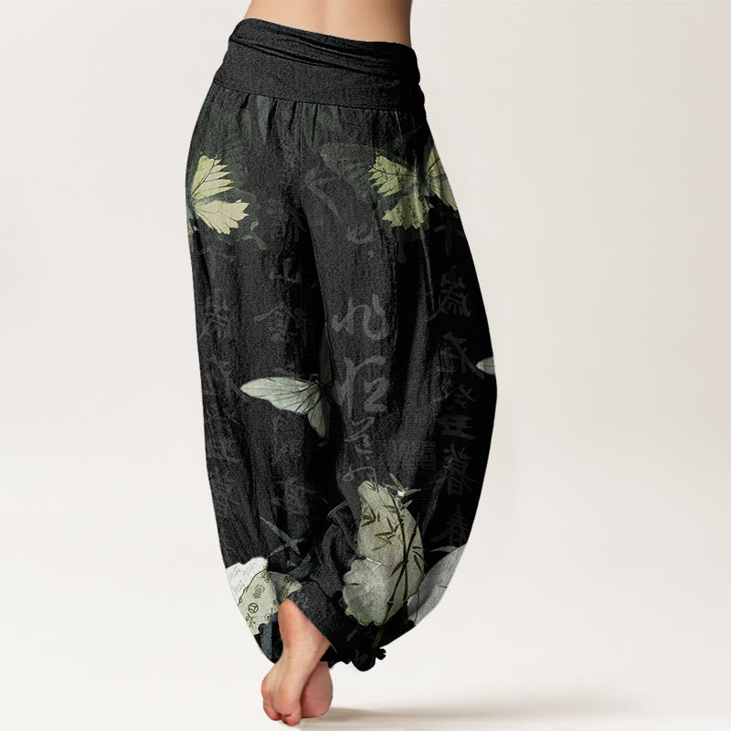 Pantalones bombachos de cintura elástica para mujer con estampado de mariposas , Buddha Stones. - image 1