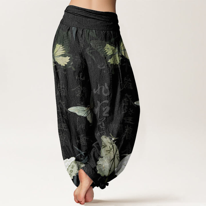 Pantalones bombachos de cintura elástica para mujer con estampado de mariposas , Buddha Stones. - image 1