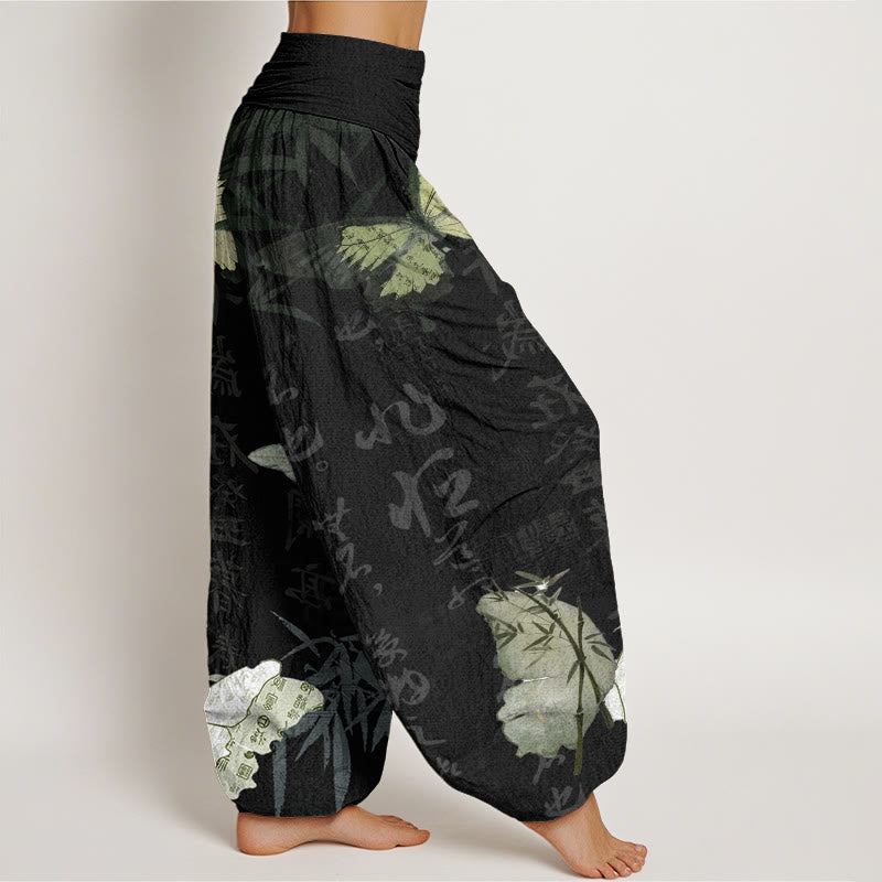 Pantalones bombachos de cintura elástica para mujer con estampado de mariposas , Buddha Stones. - image 2