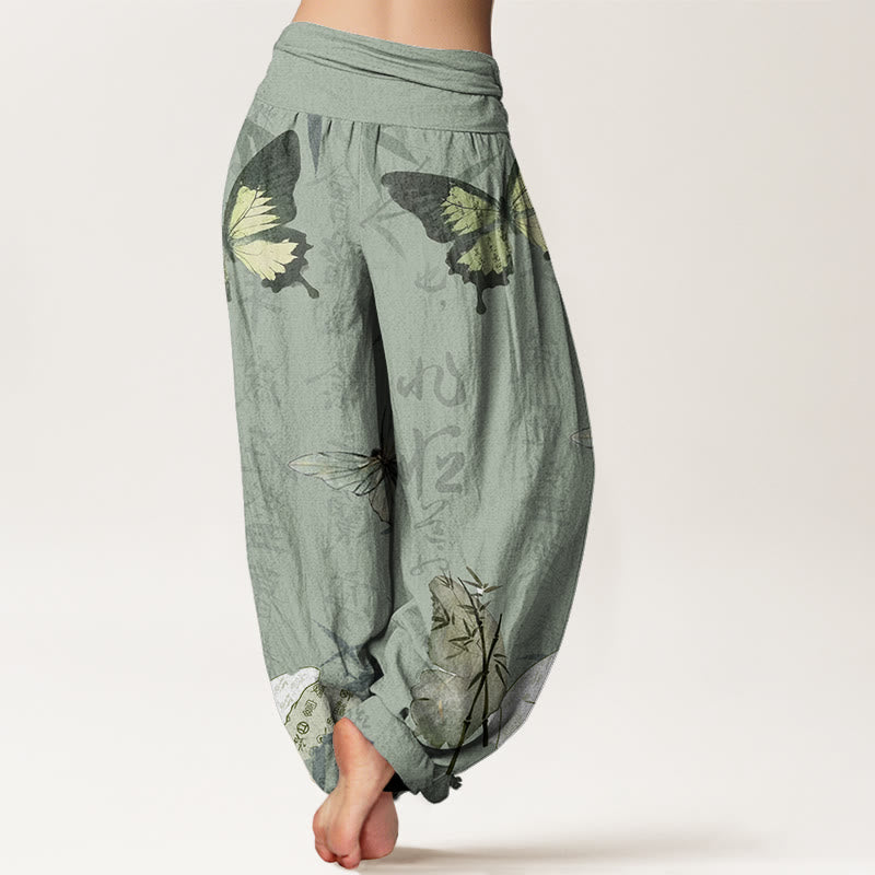 Pantalones bombachos de cintura elástica para mujer con estampado de mariposas , Buddha Stones. - image 5