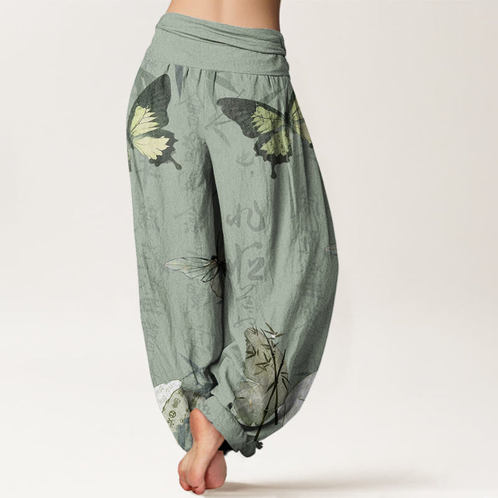 Pantalones bombachos de cintura elástica para mujer con estampado de mariposas , Buddha Stones. - image 5