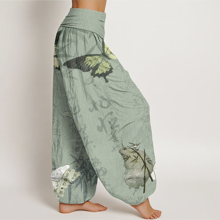 Pantalones bombachos de cintura elástica para mujer con estampado de mariposas , Buddha Stones. - image 6