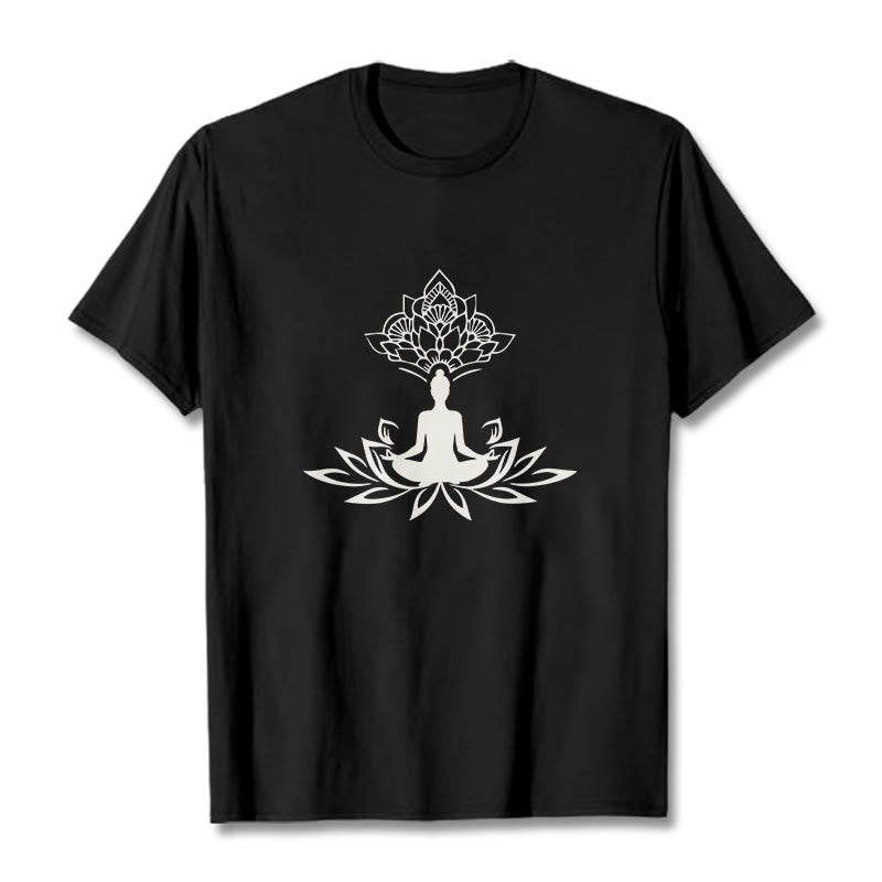 Camiseta de Buda con Buddha Stones, flor de loto y meditación - Negro - 2XL - image 4