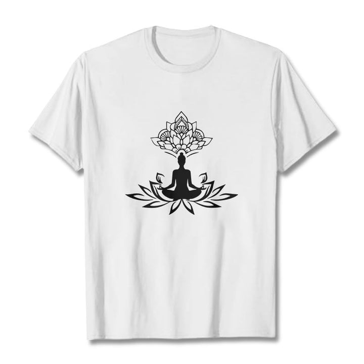 Camiseta de Buda con Buddha Stones, flor de loto y meditación - Blanco - 2XL - image 0