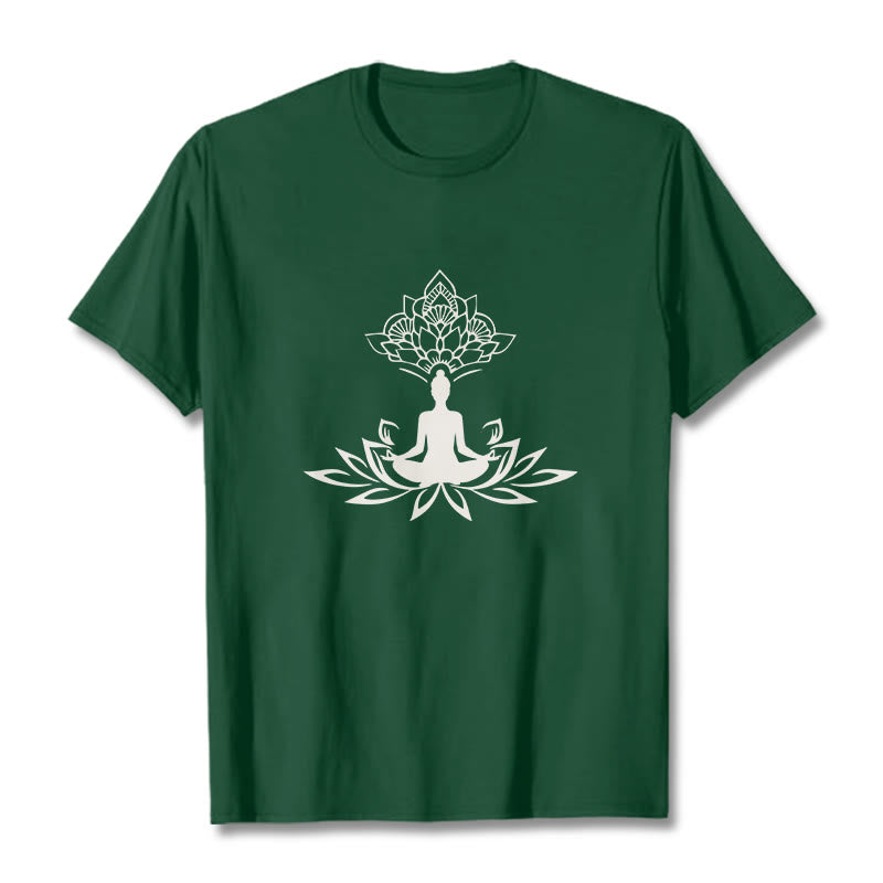Camiseta de Buda con Buddha Stones, flor de loto y meditación - Verde bosque - 2XL - image 10