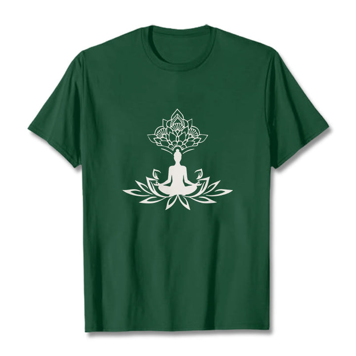 Camiseta de Buda con Buddha Stones, flor de loto y meditación - Verde bosque - 2XL - image 10