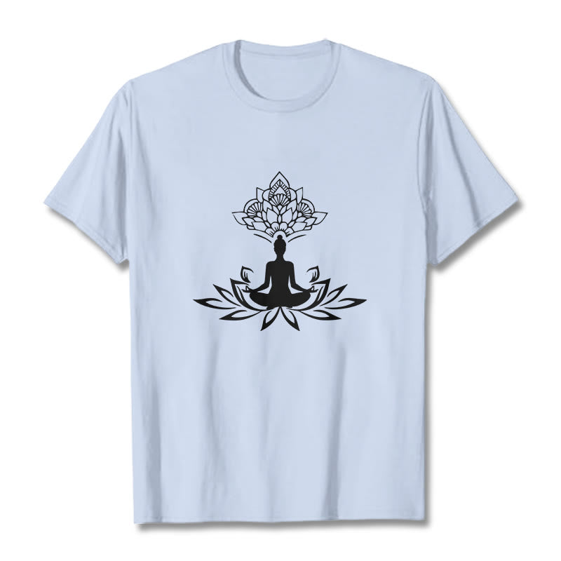 Camiseta de Buda con Buddha Stones, flor de loto y meditación - Cian claro - 2XL - image 18