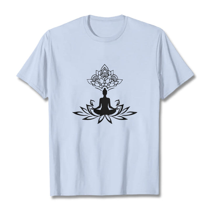 Camiseta de Buda con Buddha Stones, flor de loto y meditación - Cian claro - 2XL - image 18