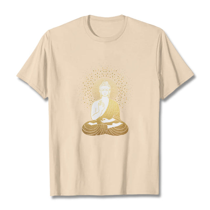 Camiseta de Buddha Stones y meditación dorada con aura dorada - Sopa de mariscos - 2XL - image 10