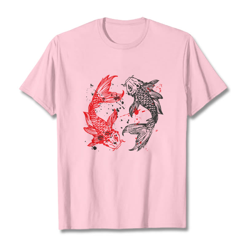 Camiseta con pez koi rojo y negro de Buddha Stones - rosa claro - 2XL - image 12