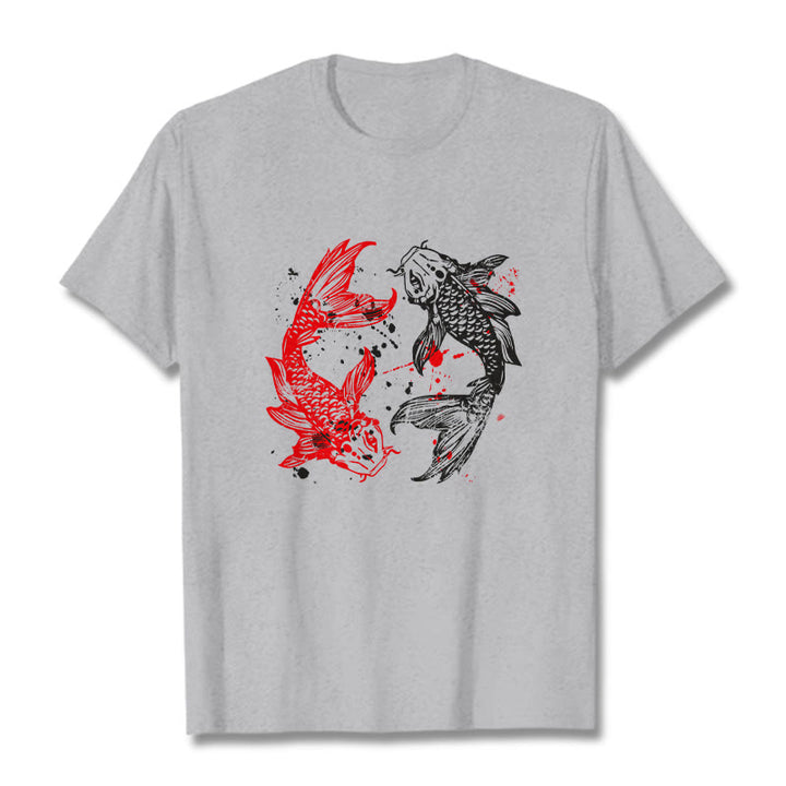 Camiseta con pez koi rojo y negro de Buddha Stones - Gris claro - 2XL - image 19