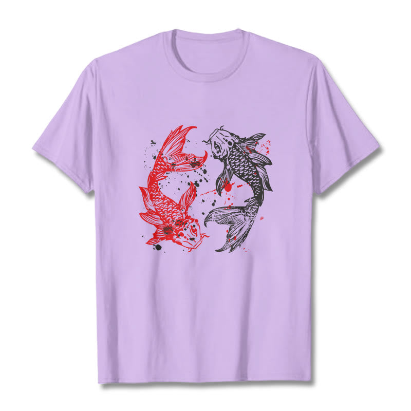 Camiseta con pez koi rojo y negro de Buddha Stones - Ciruela - 2XL - image 16