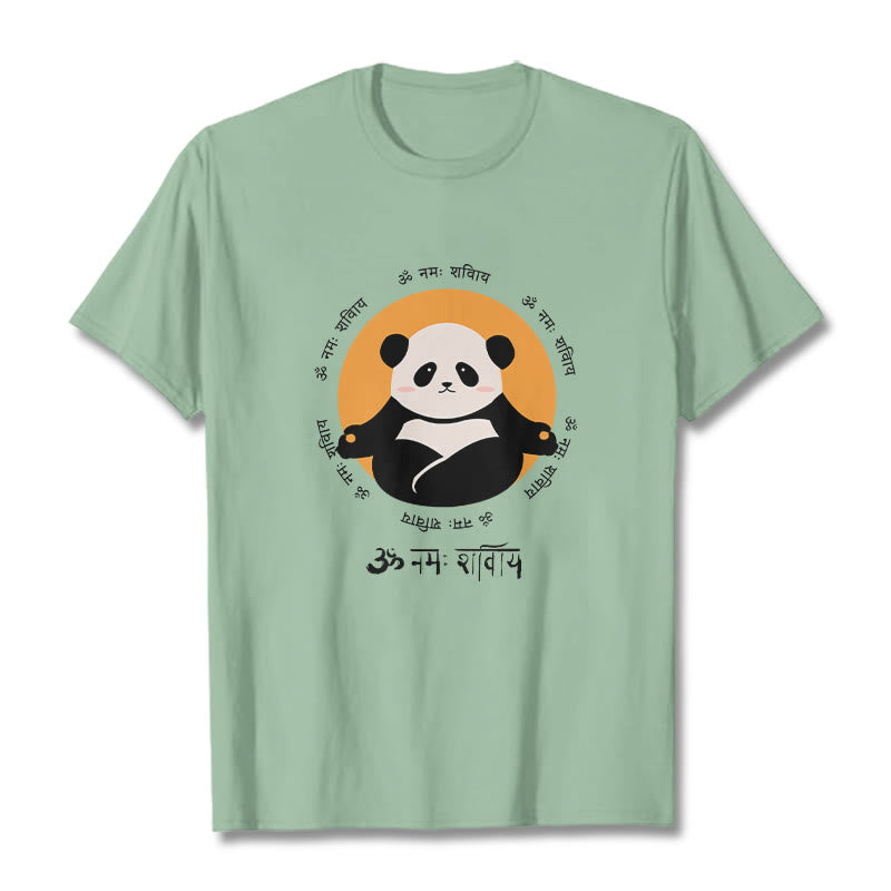 Camiseta con diseño de Buddha Stones Panda sánscrito Namah Shivaya - Verde pálido - 2XL - image 14