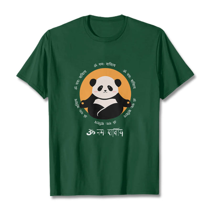 Camiseta con diseño de Buddha Stones Panda sánscrito Namah Shivaya - Verde bosque - 2XL - image 10