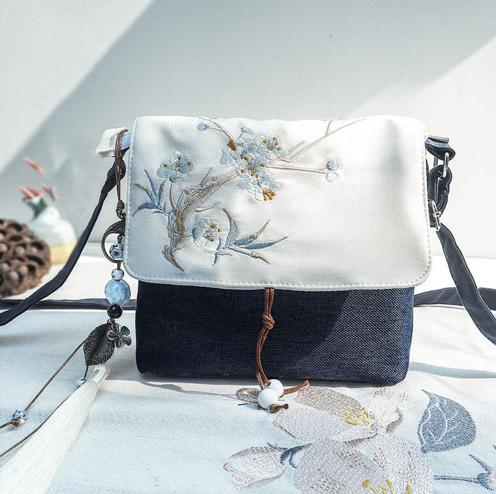 Mochila de lona de poliéster de gran capacidad bordada a mano con Buddha Stones