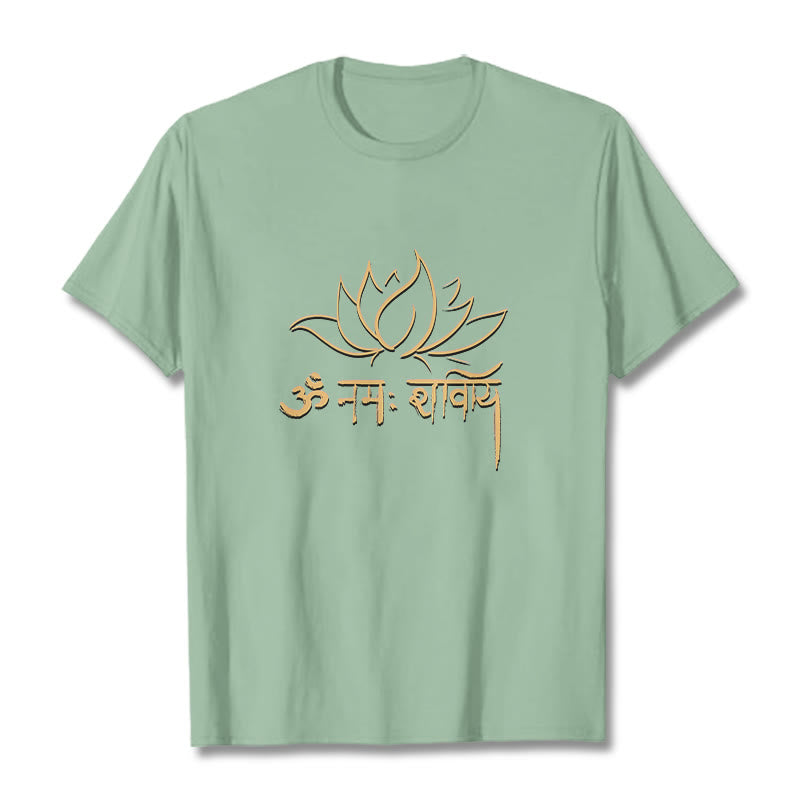 Camiseta con Buddha Stones, loto, sánscrito, Namah Shivaya - Verde pálido - 2XL - image 14