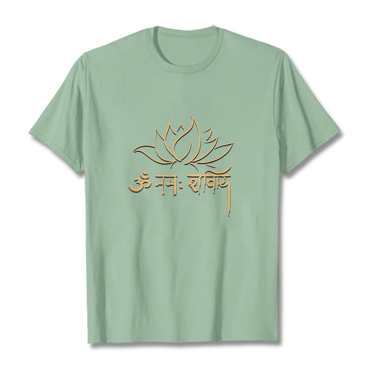 Camiseta con Buddha Stones, loto, sánscrito, Namah Shivaya - Verde pálido - 2XL - image 14