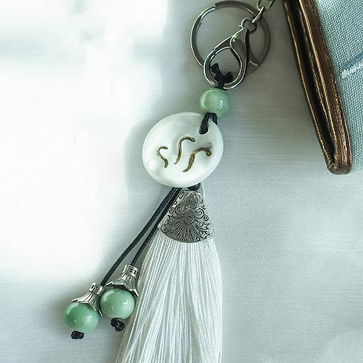 Cartera portamonedas de gran capacidad con bordado de doble cara y flor de magnolia de Buddha Stones