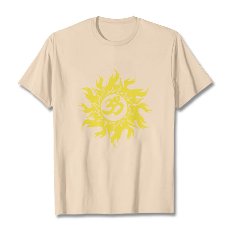 Buddha Stones Camiseta OM Mantra Sanskrit Gold Sun Tee - Sopa de mariscos - 2XL - image 8