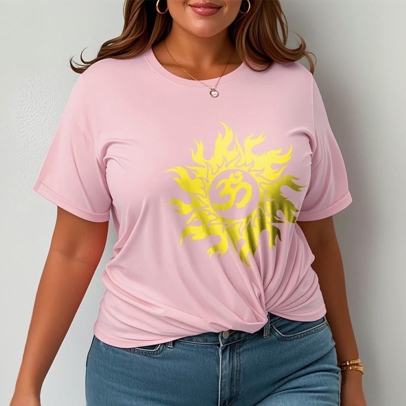 Buddha Stones Camiseta OM Mantra Sanskrit Gold Sun Tee - image 13