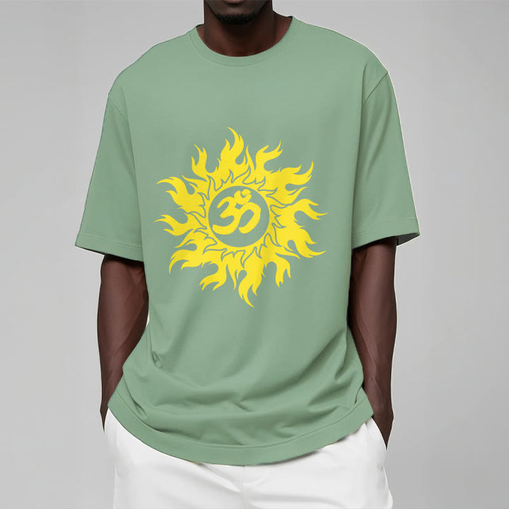 Buddha Stones Camiseta OM Mantra Sanskrit Gold Sun Tee - image 15