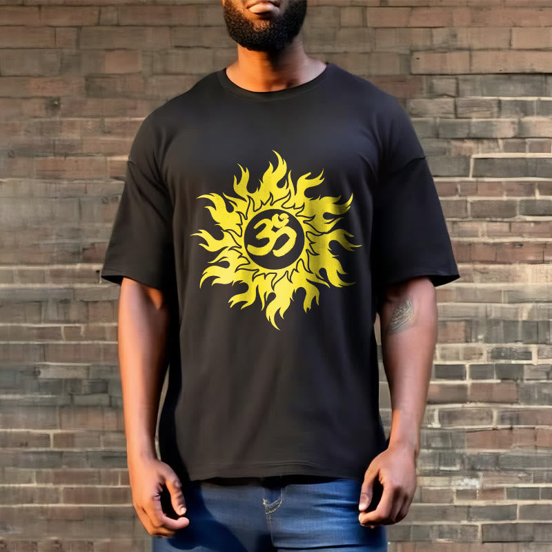 Buddha Stones Camiseta OM Mantra Sanskrit Gold Sun Tee - image 2