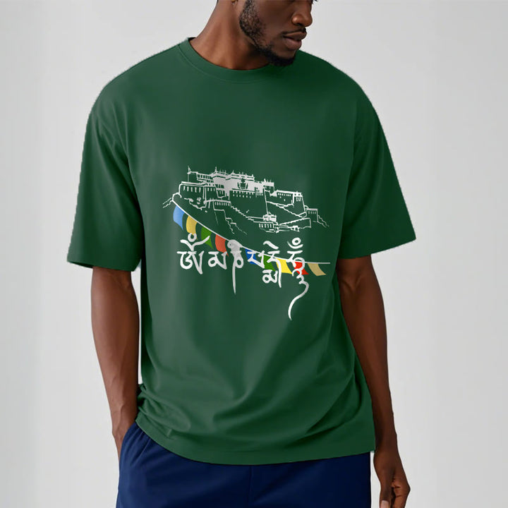 Camiseta de algodón con banderas de oración Om Mani Padme Hum y Buddha Stones en el Palacio de Potala - image 3