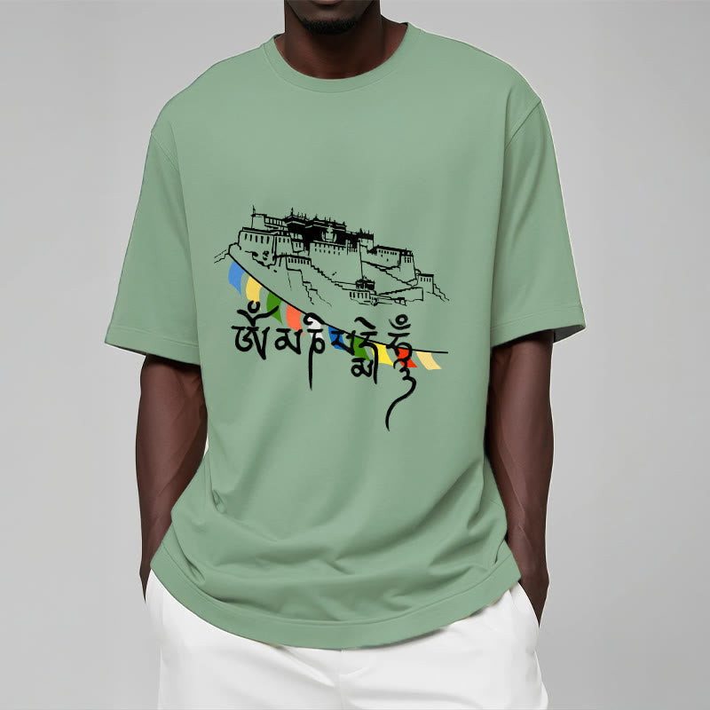 Camiseta de algodón con banderas de oración Om Mani Padme Hum y Buddha Stones en el Palacio de Potala - image 15