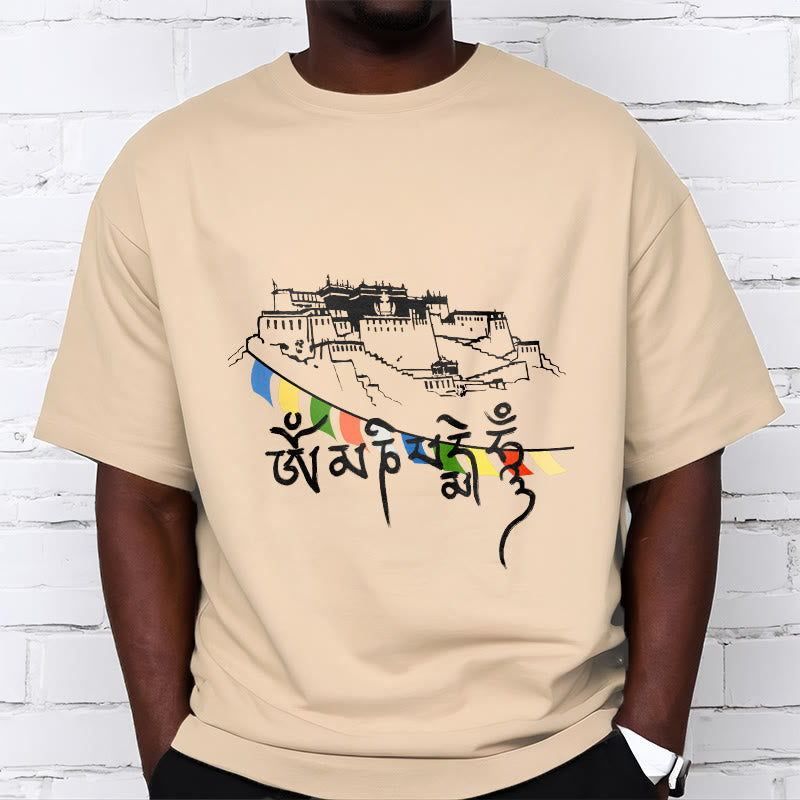 Camiseta de algodón con banderas de oración Om Mani Padme Hum y Buddha Stones en el Palacio de Potala - image 10