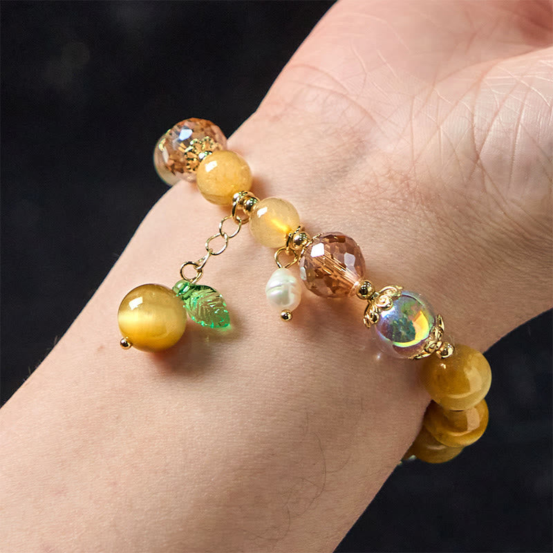 Pulsera de hojas verdes con cuentas de ojo de tigre natural de Buddha Stones