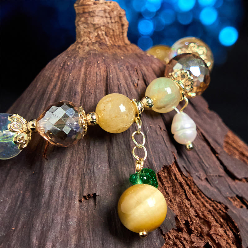 Pulsera de hojas verdes con cuentas de ojo de tigre natural de Buddha Stones