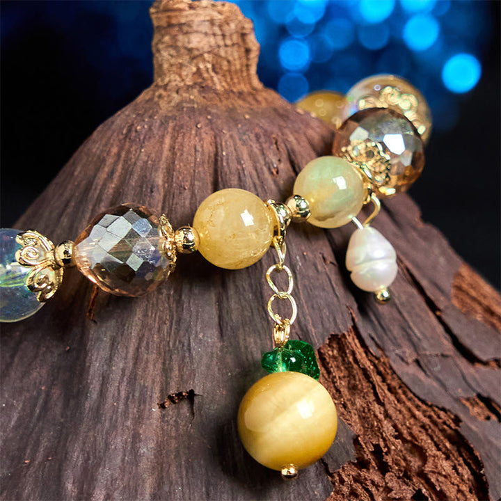 Pulsera de hojas verdes con cuentas de ojo de tigre natural de Buddha Stones