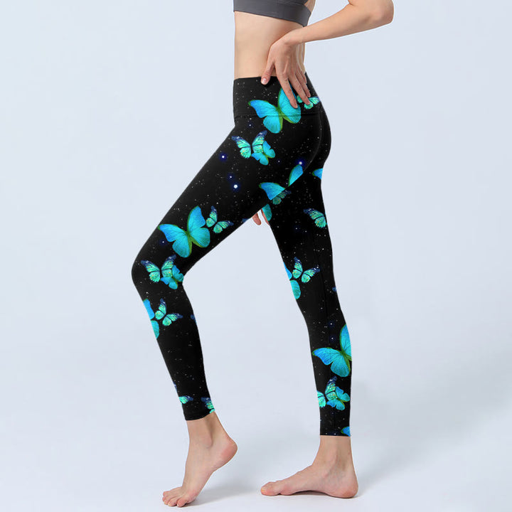 Leggings de yoga para mujer con estampado de mariposas y estrellas de Buddha Stones - image 2