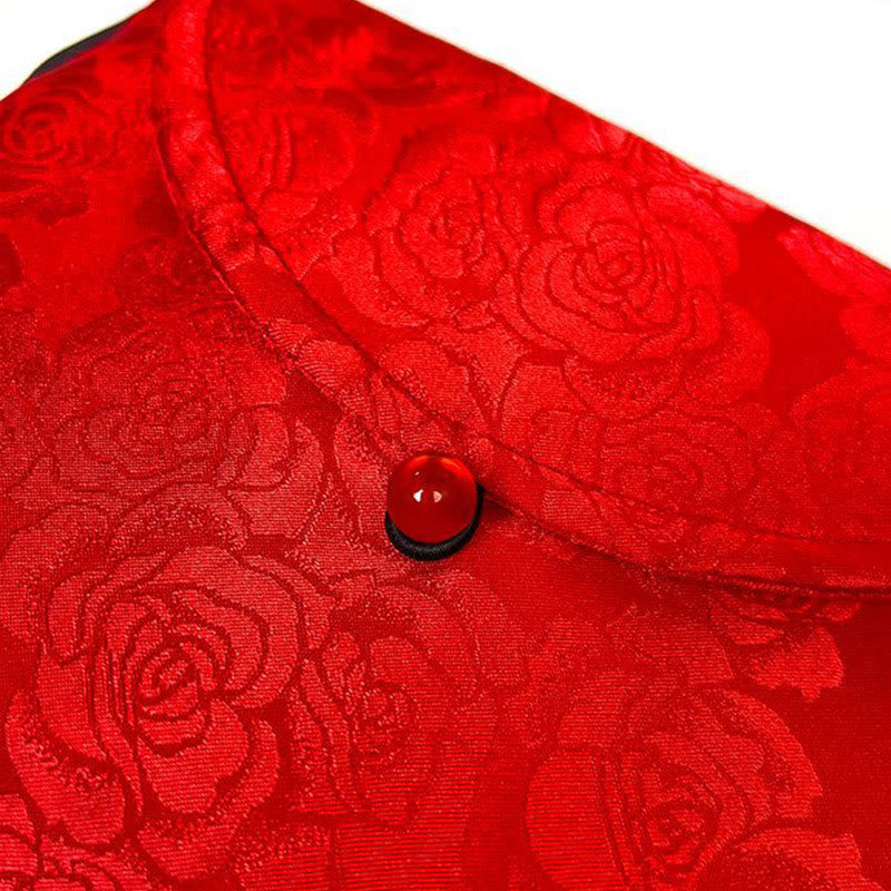 Bolso bandolera de poliéster y algodón con bordado de flores retro y Buddha Stones