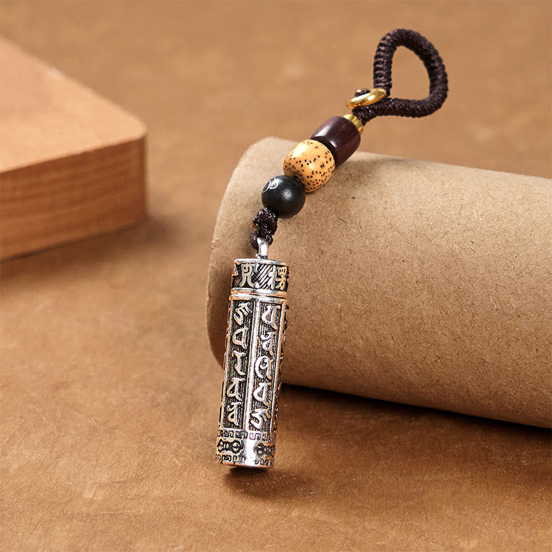 Buddha Stones Llavero tibetano Om Mani Padme Hum Shurangama Mantra Vajra con patrón de pureza de cobre - image 7