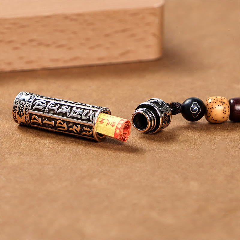 Buddha Stones Llavero tibetano Om Mani Padme Hum Shurangama Mantra Vajra con patrón de pureza de cobre - image 3