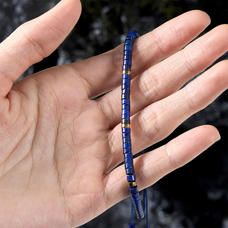 Pulsera de equilibrio positivo con cuentas espaciadoras de lazurita natural de Buddha Stones
