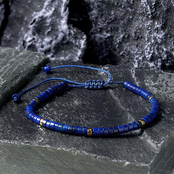 Pulsera de equilibrio positivo con cuentas espaciadoras de lazurita natural de Buddha Stones
