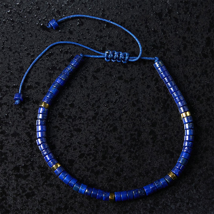 Pulsera de equilibrio positivo con cuentas espaciadoras de lazurita natural de Buddha Stones