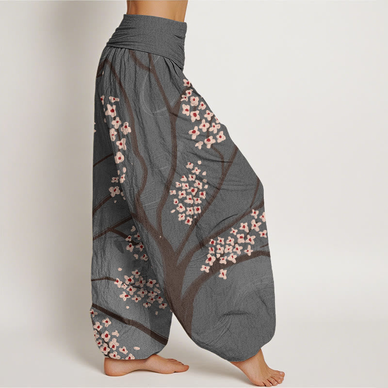 Pantalones harén con cintura elástica para mujer, informales, con estampado de ramas de ciruelo y Buddha Stones - image 10