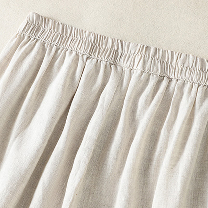 Pantalones harén de lino y algodón para mujer, informales, con diseño de encaje lateral, de Buddha Stones, de largo 7-8 y bolsillos - image 18