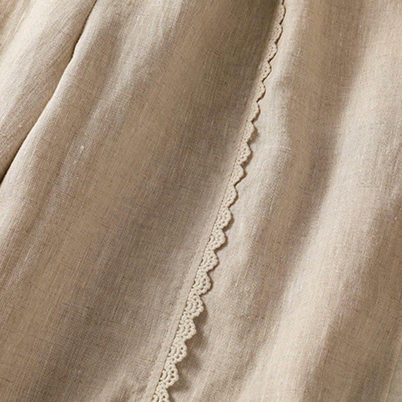 Pantalones harén de lino y algodón para mujer, informales, con diseño de encaje lateral, de Buddha Stones, de largo 7-8 y bolsillos - image 5