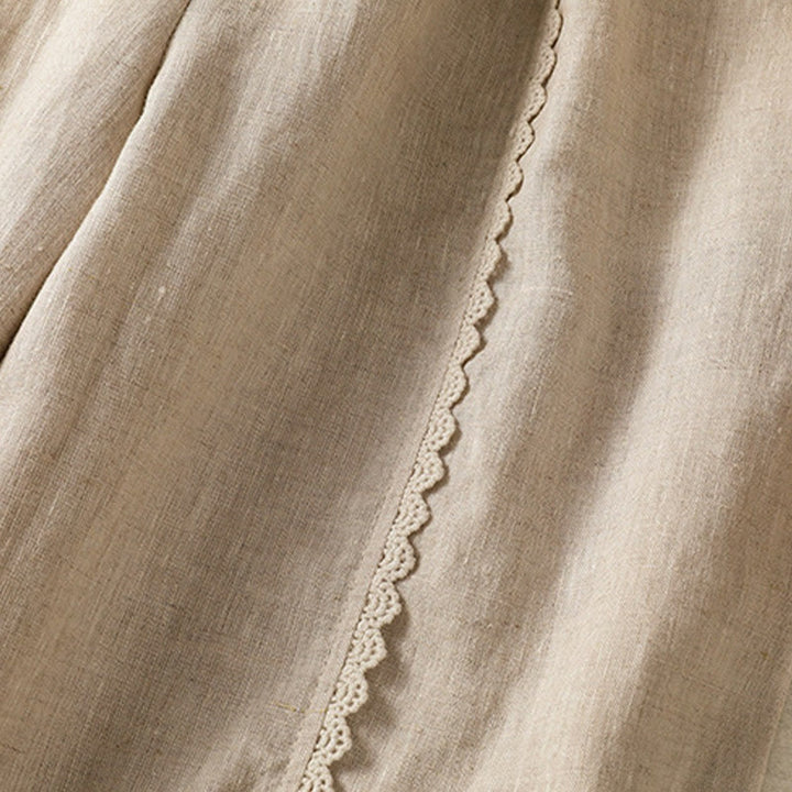 Pantalones harén de lino y algodón para mujer, informales, con diseño de encaje lateral, de Buddha Stones, de largo 7-8 y bolsillos - image 5