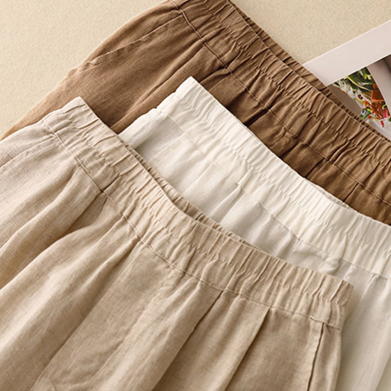 Pantalones harén de lino y algodón para mujer, informales, con diseño de botones de rana, de Buddha Stones, de largo 7-8 y bolsillos - image 20