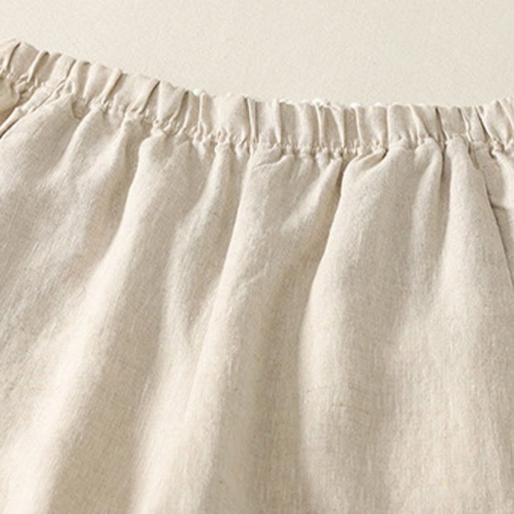 Pantalones de lino y algodón para mujer con diseño sencillo y sencillo de Buddha Stones Daily con bolsillos - image 2