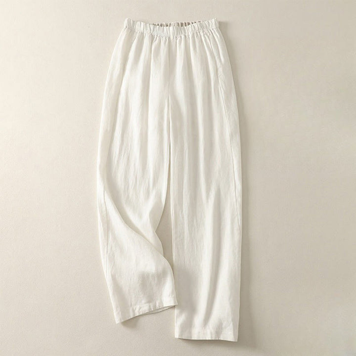 Pantalones de lino y algodón para mujer con diseño sencillo y sencillo de Buddha Stones Daily con bolsillos - OldLace - US8-10，UK/AU12-14，EU40-42 (2XL) - image 19