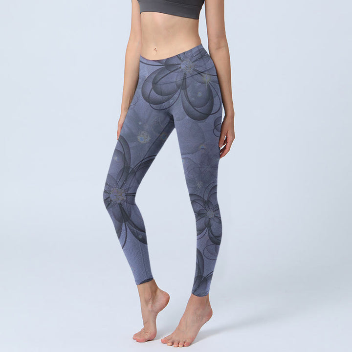 Leggings de yoga para mujer con estampado de pétalos abstractos y Buddha Stones - Azul aciano - US18，UK/AU22，EU50 (4XL) - image 0